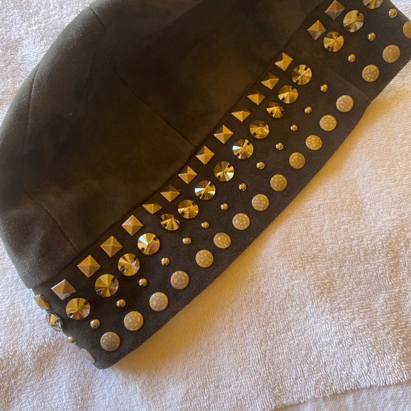 Miu Miu suede beanie hat with stones and embellishments main image 7